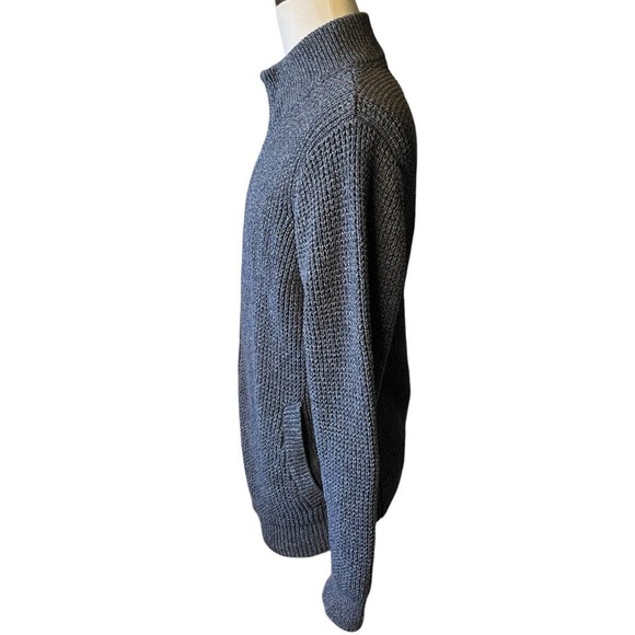 LL Bean Full Zip Sweater XL Blue Full Zip Organic Cotton Heavyweight Pockets - Picture 3 of 7